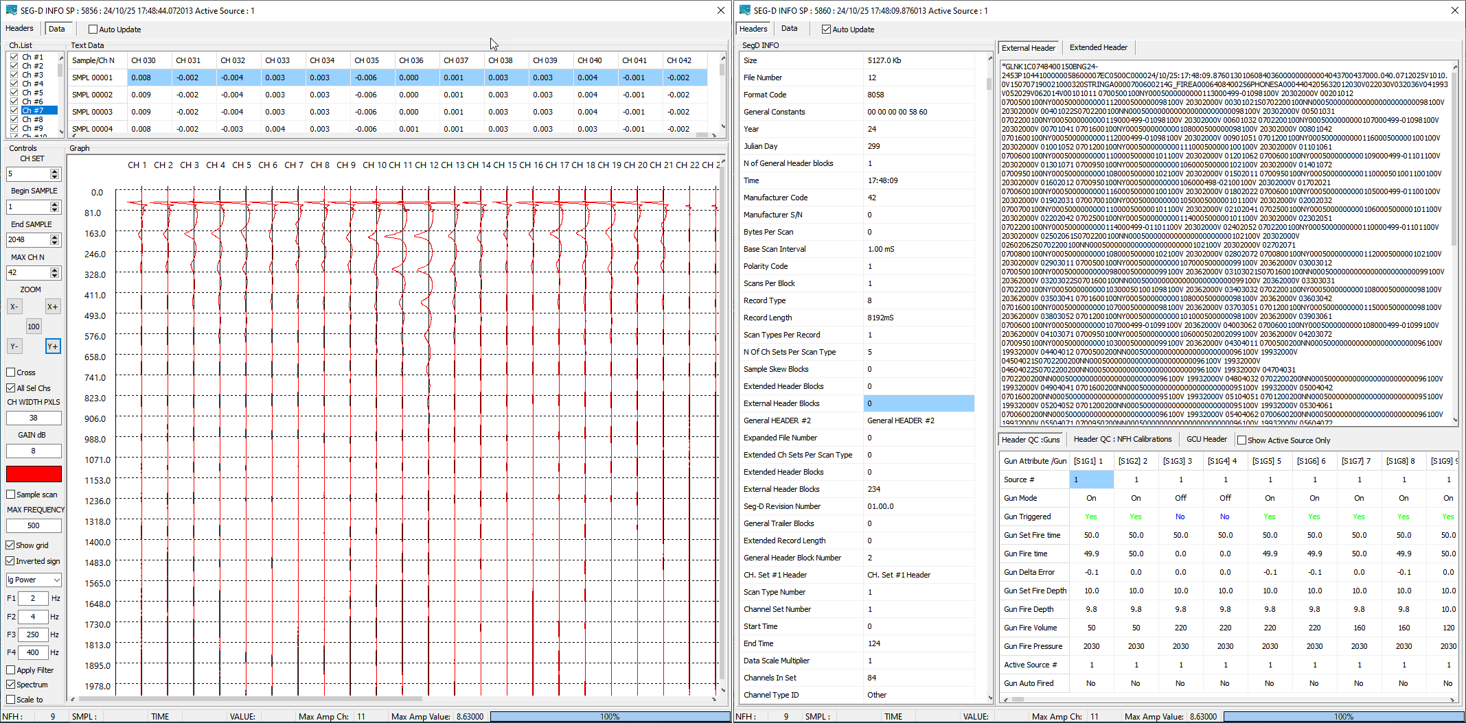 SegD viewer for simple view of SegD data and headers.